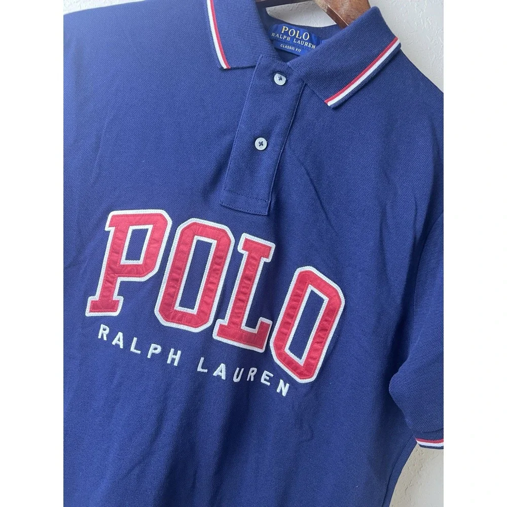 Polo Ralph Lauren‎ Polo Shirt Spell Out Mens Small Red White Blue Pony Americana